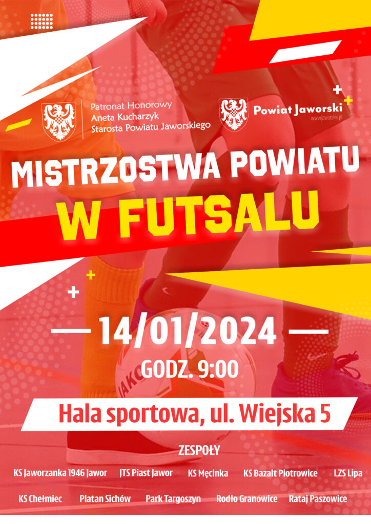 Już w najbliższą niedzielę (14.01) na hali sportowej przy ul. Wiejskiej 5 odbędą się pierwsze „Mistrzostwa Powiatu w Futsalu